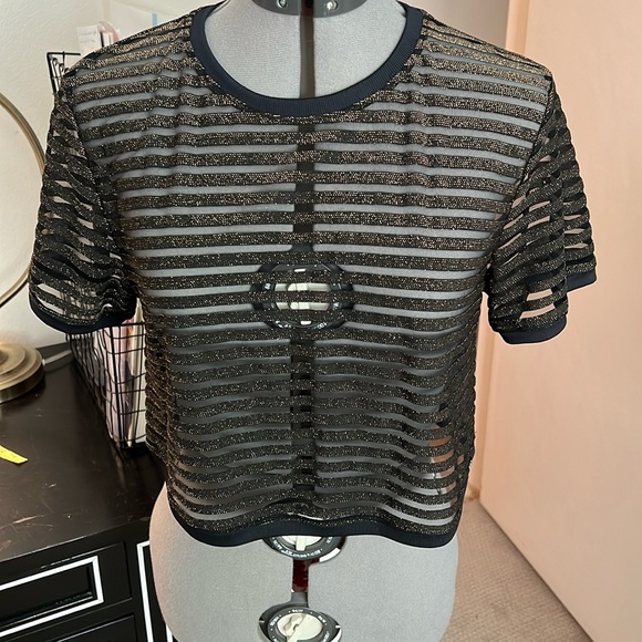 Koral Tops - Koral metallic crop top